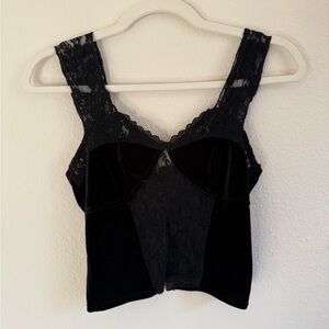 Topshop Black Velvet Top